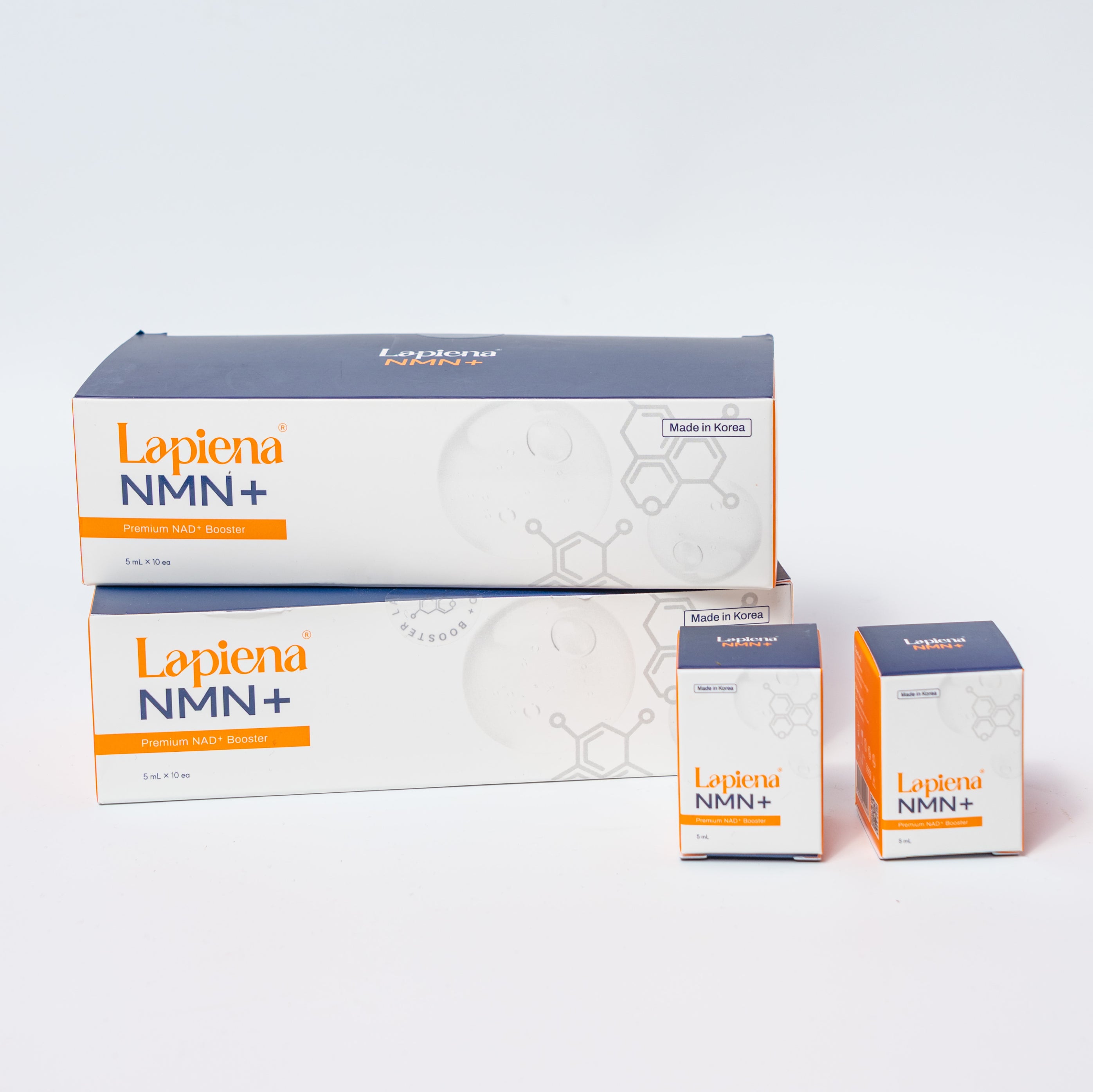 Three boxes of Lapiena NMN+ on a white background