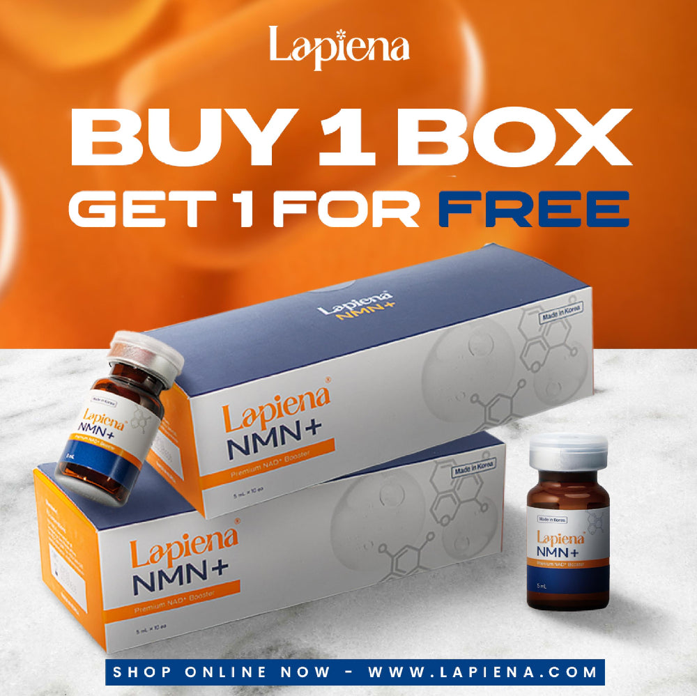 lapiena buy 1 get 1 free nmn+NAD product on orange background