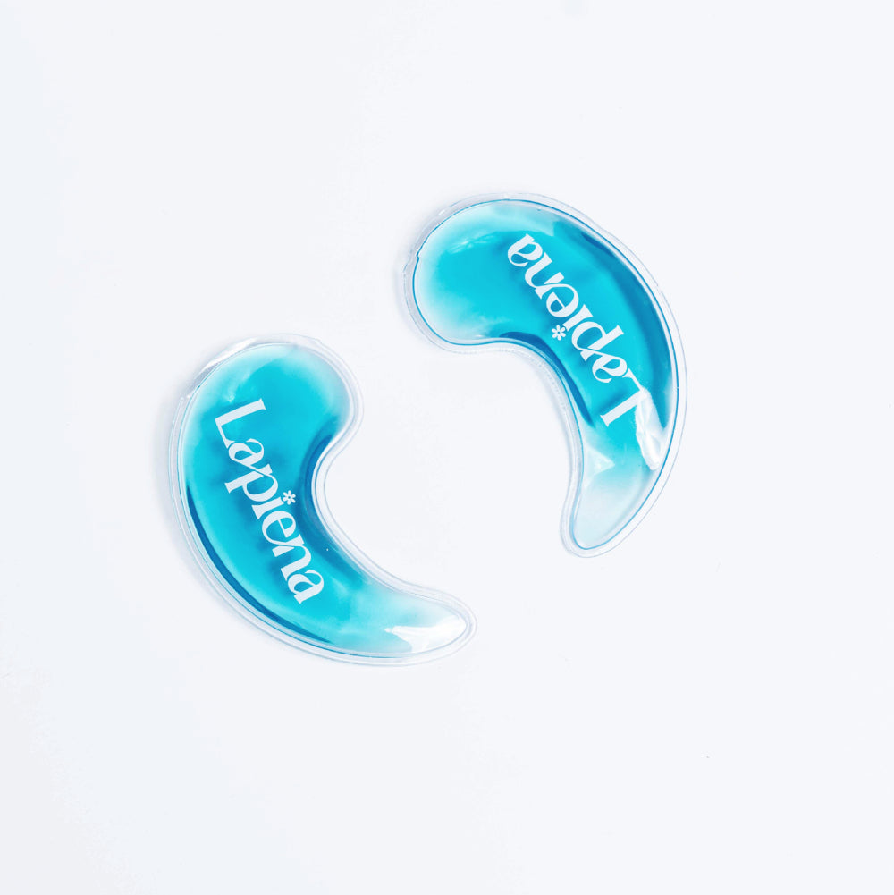 Blue eye masks with 'Lapiena' branding on a white background