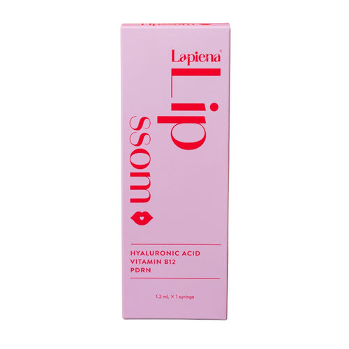 Pink box of Lapiena Lipssom Lip Booster and Lip colour enhancer with red text on a white background