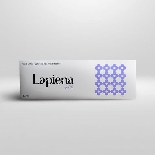 Lapiena Sub-Q Dermal Filler, Purple and white box on grey background