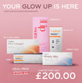 Promotional graphic for Lapiena skincare products with pricing on a pink background