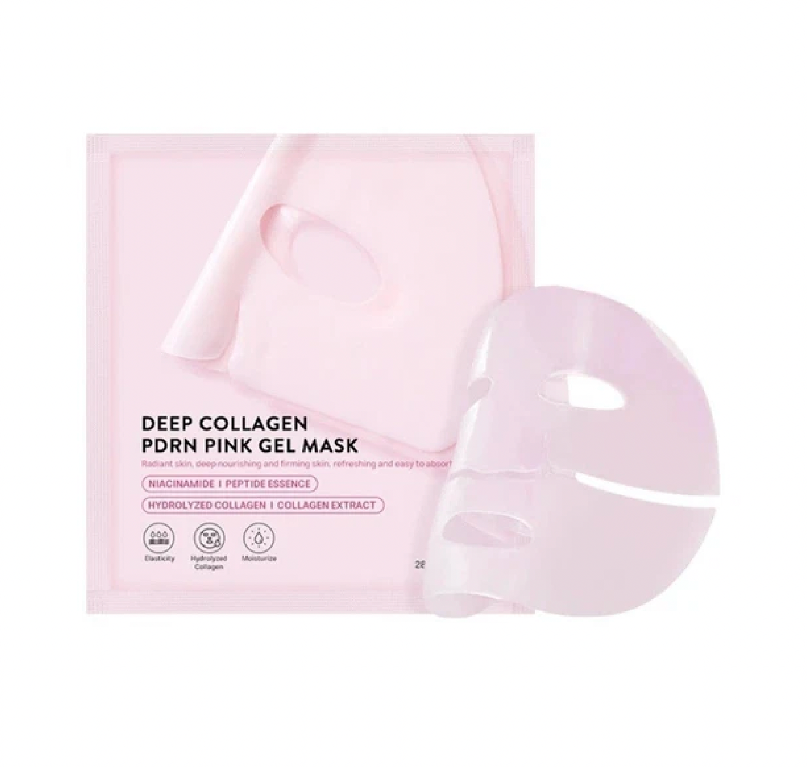 Deep collagen PDRN Pink Gel Mask on white background