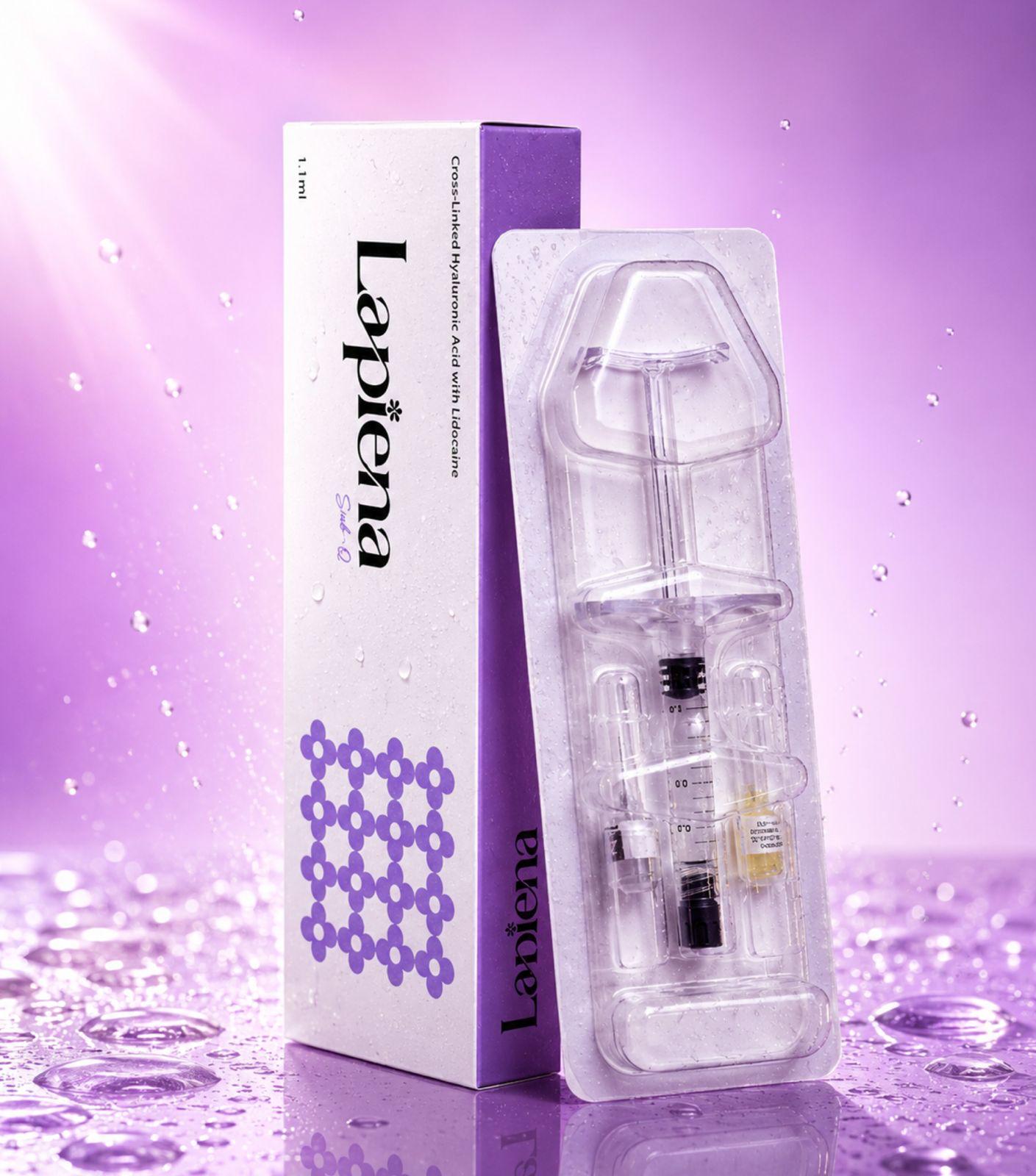 Lapiena dermal filler subq packaging on a purple background
