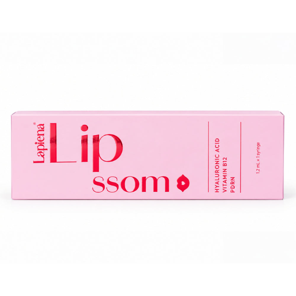 Lapiena lip booster and lip tint Lipssom, in pink packaging featuring red text on white background.