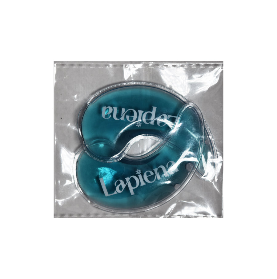 Teal eye masks in a clear package with 'Lapiena' branding on a white background