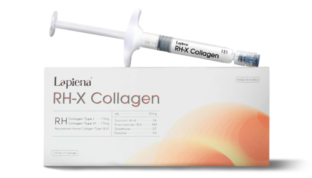 Lapiena RH-X Collagen syringe and packaging on a white background
